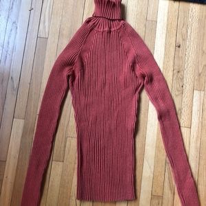 Athleta ribbed turtleneck sweater orange Medium